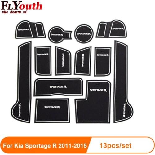 For Kia Sportage R 2011 2012 2013 2014 2015 Gate Slot Pad Door Groove Mat Anti-slip Cup Pad Cover Interior Decoration Accessory