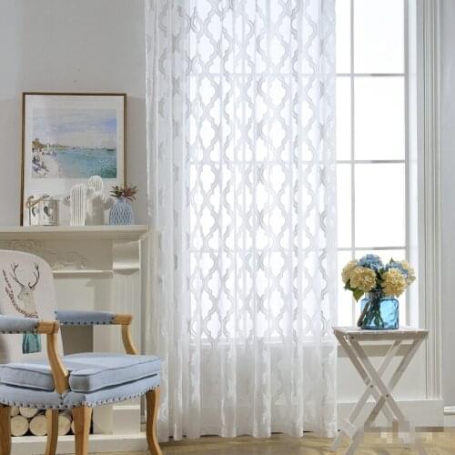 European classical modern livingroom flannel bedroom window white sheer yarn curtain tulle M397