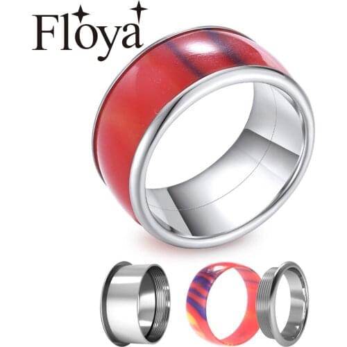 Floya Stackable Rings for Women Classical Inner Ring Groove Stainless Steel Ring Rotatable Wedding Band