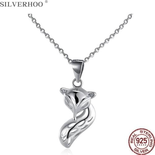 SILVERHOO 925 Sterling Silver Pendant Necklaces For Women Personality Trend Fox Inlay Zircon Necklace Party Fine Jewelry New