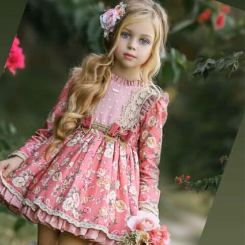 Spanish Childrens Wear Court Girl Autumn Winter Long Sleeve Princess Dress Lolita Babys Birthday Dress Kids Dresses for Girls