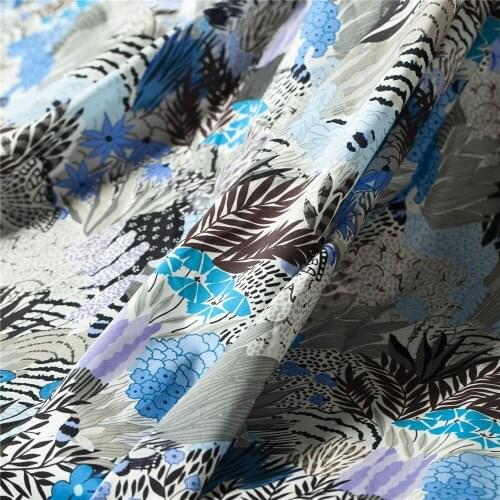 Reactive printing 100% cotton fabric leaves floral pattern fabric, 60s cotton fabric,sewing for clothing, DIY fabric by the yard