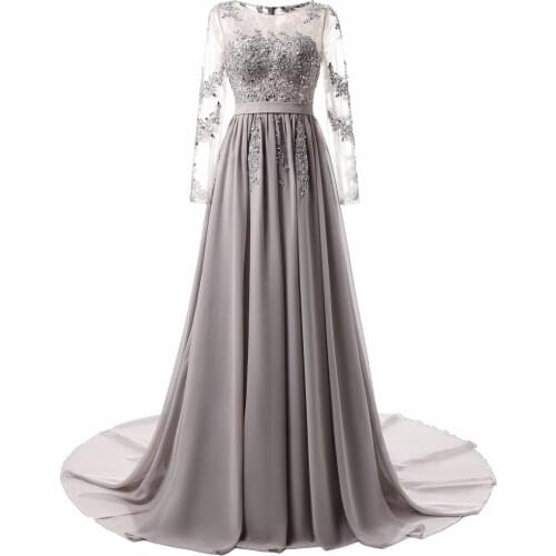 Custom Made Multiple Colors Long Sleeve Appliqued Lace Pleat Evening Dresses