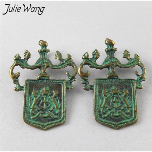 Julie Wang 10pcs Alloy Vintage Matcha Green Plaque Shape Pendants Charms Necklace Earrings Jewelry Making Findings Accessories