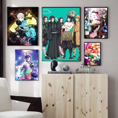 Canvas Paintings Home Demon Slayer Anime Japan Decor Modular Pictures Modern Printed Poster For Living Room Wall Art No Frame