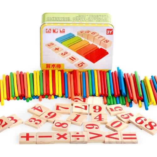 Colorful Wooden Number Sticks Counting Blocks Math Operation Education Kids Develop Kids Children Intelligence Toy Gifts