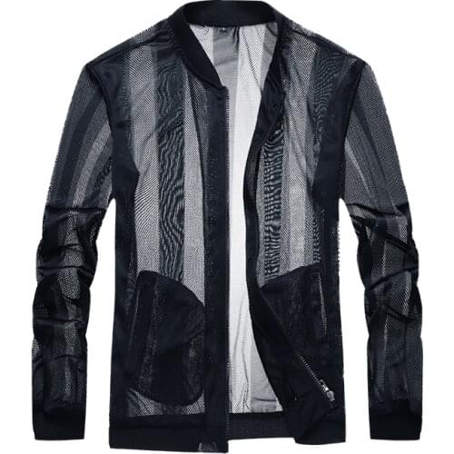 New Summer Mens Jacket Sun Protection Clothing Fashion Hollow Out Jackets Mens Movement Casual Breathable Sunscreen Coat
