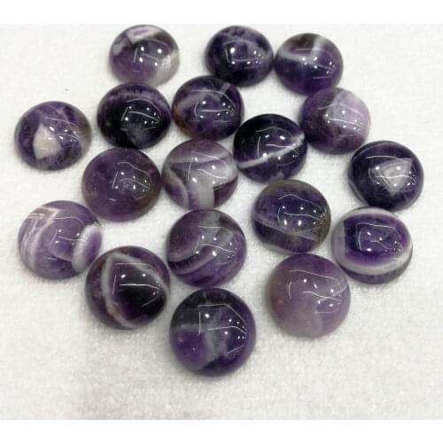 Fashion natural Amethysts stripe round cabochon 16mm stone beads for jewelry making 30pcs/lot Wholesale free shipping