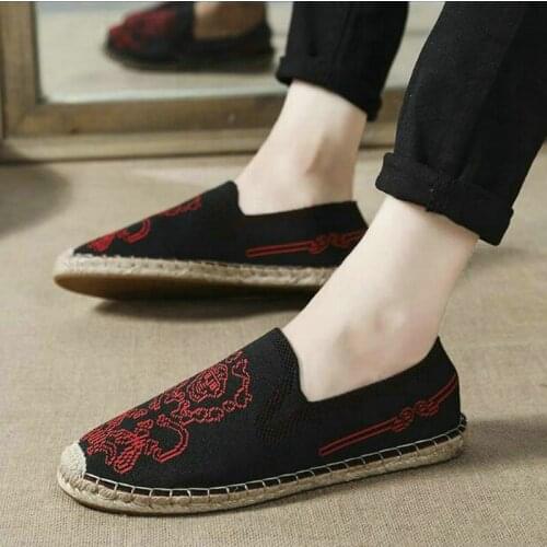 Hemp Canvas Men Casual Shoes Linen Flat Heels Male Espadrille Fisherman Shoes Boys Flats Plimsolls boat Drving shoes LF-34