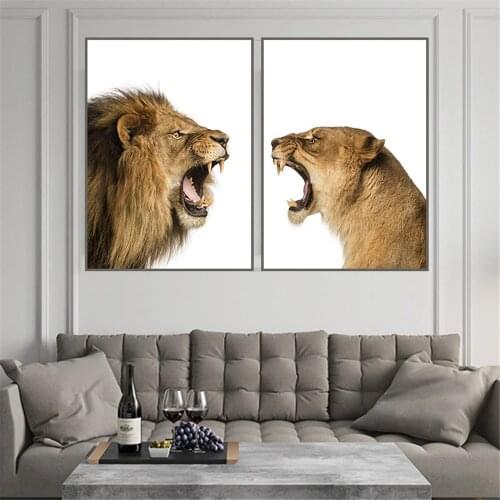 Male Lion Wall Art Print Lioness Canvas Poster Wild Animal Art Painting Nordic Posters And Prints Wall Pictures Home Decoration