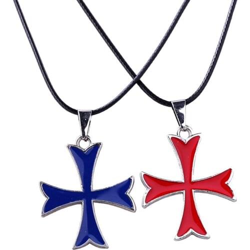 2016 New Arrival Game Jewelry Cross Pendant Necklace Fashion Enamel Necklace For Men Gifts 2 Colors 24pcs/lot