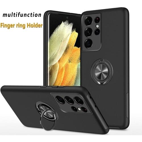 New Luxury Magnet Phone Cover Mount For Samsung Galaxy S21Ultra S10 S9 S8 Slim Silicone Soft With 360 Degrees Finger Ring Holder