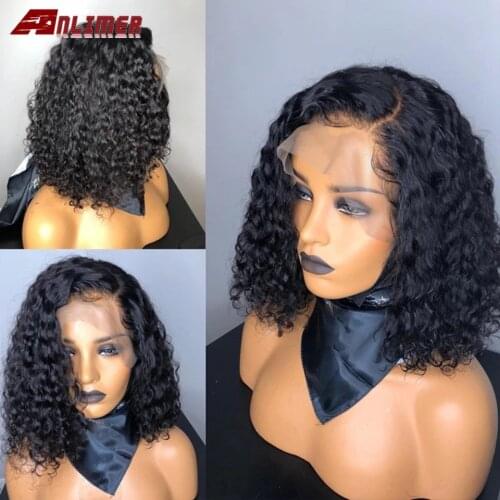 Deep Wave Short Bob 5x5 Silk Top Human Hair Wigs Lace Front Wig Short Curly Bob Wig Brazilian Remy Human Hair Wig With Baby Hair