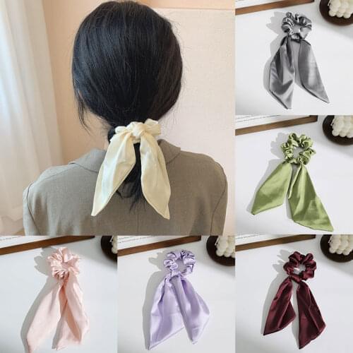 Floral Print Bow Hair Scrunchies Women Hair Ties Rubber Bands Ribbon Headwear Ponytail Holder Sweet Hair Rope Hair Accessories