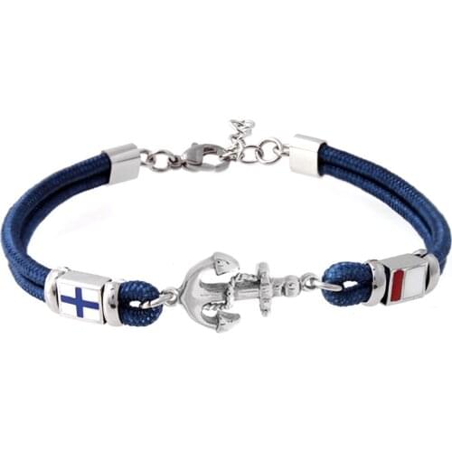 Runda 2020 Fashion Stainless Steel Men Bracelet Anchor Nylon String Causual Style