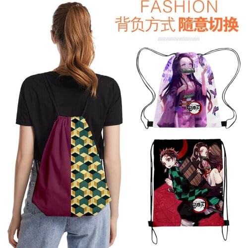 Demon Slayer Kimetsu No Yaiba Cartoon Drawstring Bag Backpack Daily Casual Boys Girls knapsack Drawstring Bags cosplay crop