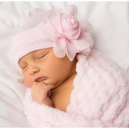 Princess Baby Girl Hats Infants Toddlers Childs Lovely Big Flower Soft Cap Cotton newborn baby photography accessories