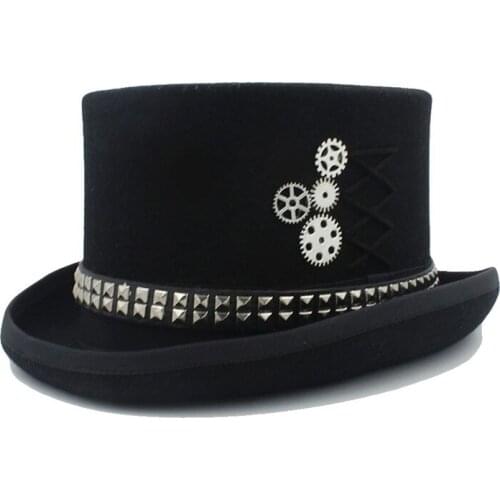 100% Wool Steampunk Fedora Top Hat Top Hat for men Crafting The punk style hat