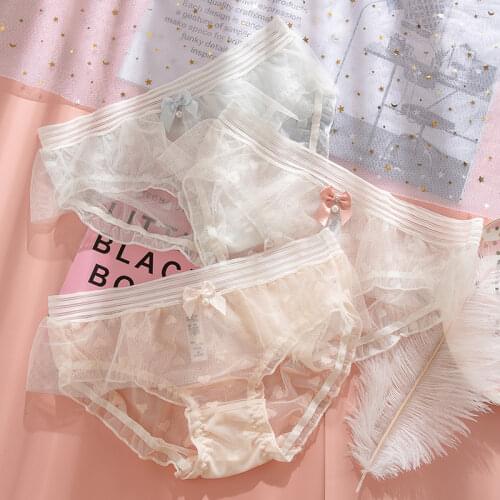 Sweet Cute Style Lolita Girl Seamless Thong Panties for Women Underwear Breathable Comfortable Mesh Panties Plus Size Lingerie