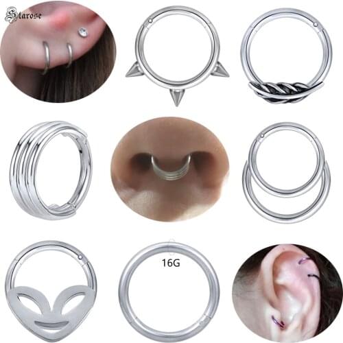 Starose 1pc 16G Cone Nose Rings Septum Clicker Hoop Earrings Leaf Tragus Cartilage Daith Helix Piercing Ear Piercing Sex Jewelry