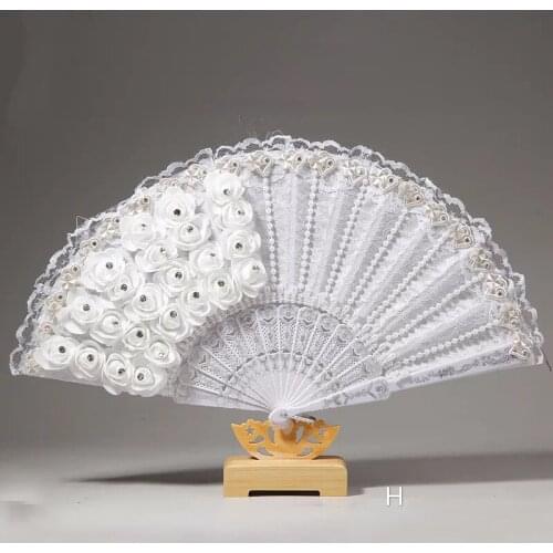 Handmade Wedding Bridal Feather Fans DIY Lace Slik White Ladies Fan for Dance Wedding Decoration DIY Hand Fan Abanicos Para Boda