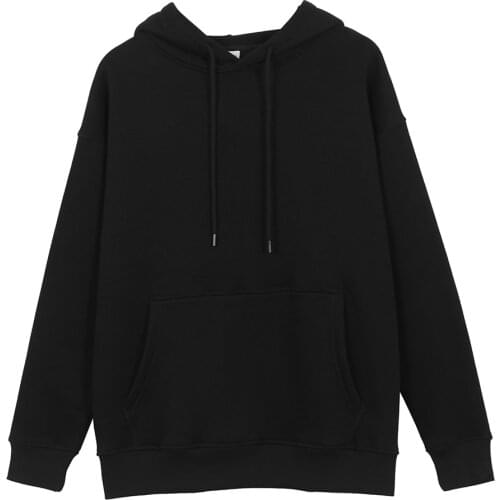 Autumn winter couple solid color Hooded Sweater hip hop home sports leisure top loose cotton long sleeve washed coat