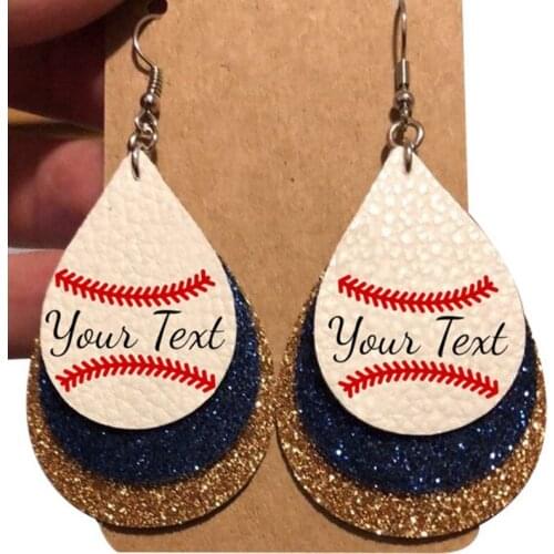 Three Layers Love Baseball Earrings- Customize Your Love Team Logo Bulk Wholesale