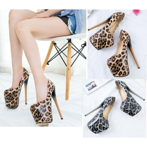 19 cm Super High Leopard Print Platform Heels 35-50 Trans Queer Pumps Crossdresser Drag Queen Stiletto Party Costume Lady Shoes