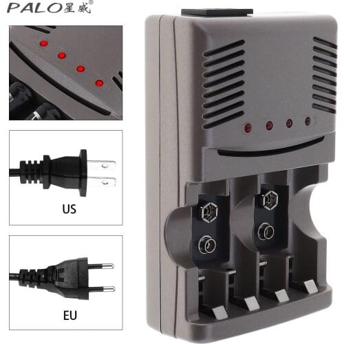 PALO 4 Slots Smart Quick Battery Charger with Over Current Protection for NI-MH / NI-CD 9V / AA / AAA Rechargeable Batteries