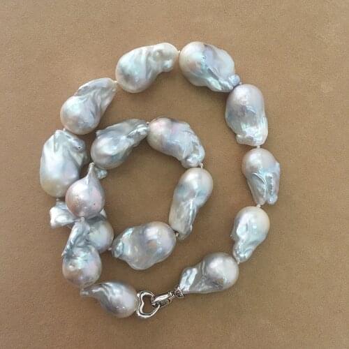 100% NATURE FRESHWATER BIG Baroque PEARL NECKLACE-50 cm-100 cm,good quality 16-22 mm nature nice color pearl,925 SILVER CLASP
