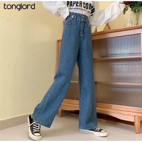 Women Wide Leg Jeans Long Trousers 2021 Spring Autumn New High Waist Loose Vintage Straght Demin Long Pant Female Plus Size 4XL