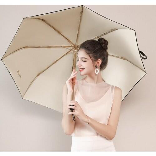 Luxury Compact Sun Umbrella Women UV Protection Ladies Parasol Black Coating Sunny Rain Folding Travel Portable Umbrella A6A