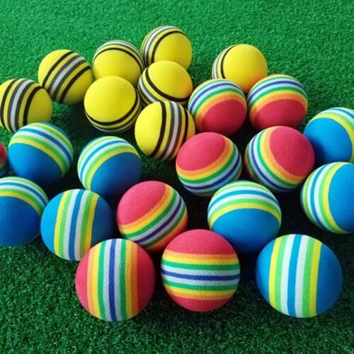 10Pcs Colorful Elastic Golf Rainbow Ball EVA Foam Ball Indoor Exercise Sponge Ball Playground Kids Toy Ball Sport Training Tool