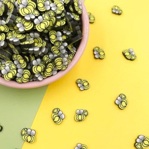 100g Cartoon Bee Slices Polymer Hot Clay Sprinkles for Crafts Animal Tiny Cute plastic klei Mud Particles DIY Filling