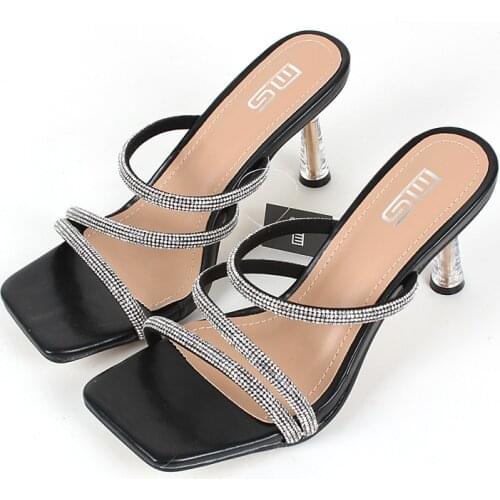 2021 hot sell 8cm womens sandals summer strap with rhinestones crystals thin heel gladitor shoes open toe sexy high heels