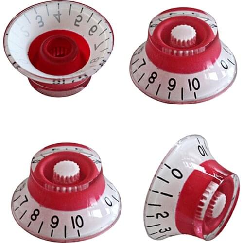 4 PCS Red Control Knobs Volume Tone Buttons For Electric Guitar
