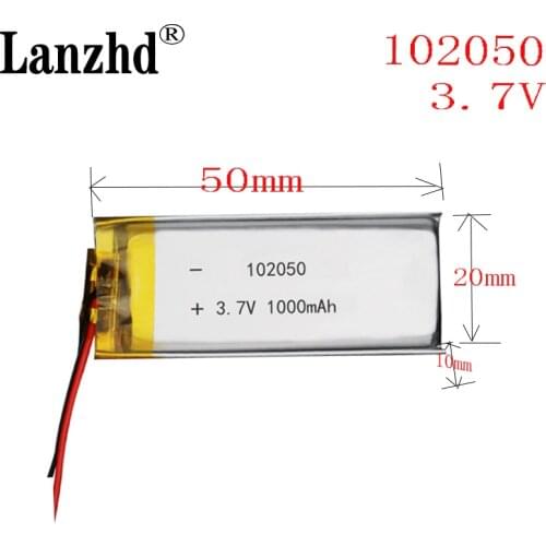 50pcs 3.7v polymer lithium rechargeable battery 102050 1000mah Li-Po for small steel gun Bluetooth speaker charging core 1000