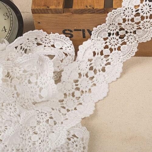 White Cotton Water soluble Lace Ribbon Trim Fabric Patchwork for Dress Sewing DIY Craft 5 Yards/LOT -ZQ