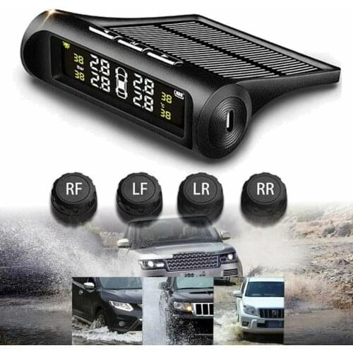 NEW TPMS Solar Wireless Tire Pressure LCD Monitoring System w 4 External Sensors - Car Tyre Accessories
