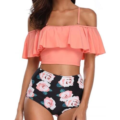 Ruffle Large Swimsuits Plus Size Tankini Sets Female Swimwear Beach Wear Two-Piece Bathing Suit Sports Pool Women Swimming Suits