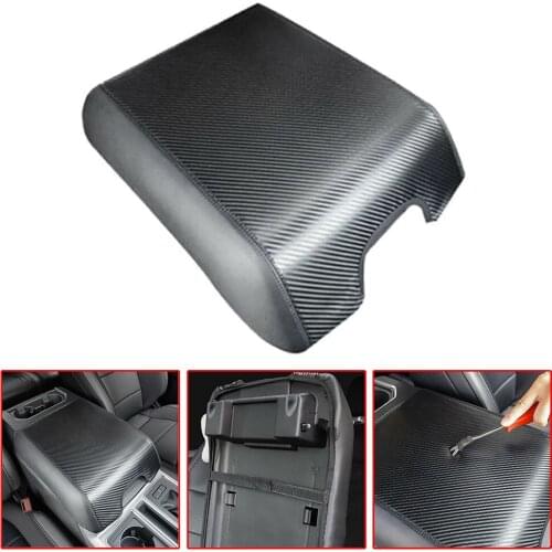 Carbon Fiber Leather Car Armrest Cover For Ford F150 2015-2020 Durable And Practical Armpad Center Console Armrest Cover