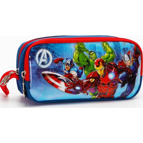 Iron Man Primary School Pencil Case Double Layer Large Capacity Cartoon Storage Bag Canvas Stationery Gift Pencil Cases