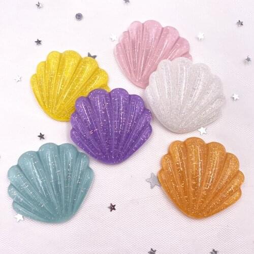 6PCS Resin Bling Colorful Paillette 3D Big Shell Flatback Rhinestone Appliques Ornament DIY Wedding Scrapbook Craft SH72