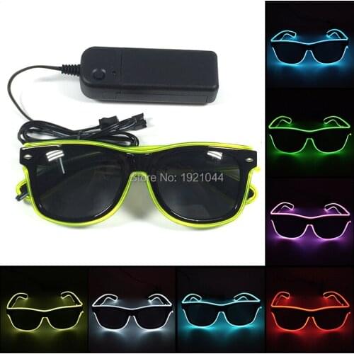 Hot Sales EL Wire Glasses LED Luminous Party Glasses Glowing LED Glasses with Black Lens For Carnival Dance Music Party Decor