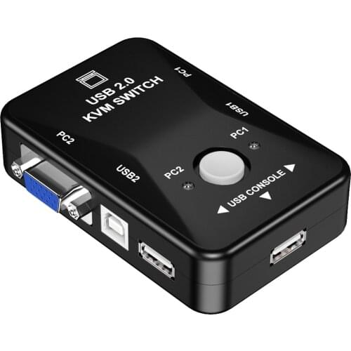 HW1701 2 Port USB Manual KVM Switcher 2 in 1 Out 4K 1080P VGA Splitter Box for Sharing Keyboard Mouse Monitor