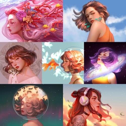 Woman Portrait Paint Diy 5D Princess Diamond Embroidery Accessories Adults Arts and Crafts Full Kit Girl Gift Room Decor