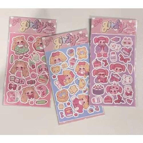 Kawaii Retro Doll Sticker DIY Scrapbook Mobile Photo Album Happy Planner Journaling Stationery Decorative Stickers Aesthetic