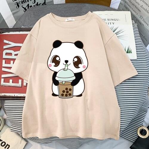 Kawaii Cartoon Panda Comics Womens T-Shirt Harajuku O-Neck New T Shirts 2021 Summer Gothic Tshirt Hip Hop Casual Women Tops
