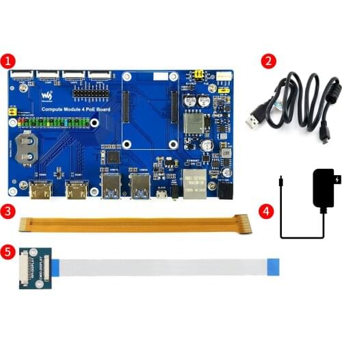 Raspberry Pi Compute Module 4 Development Kit, With Waveshare PoE Board, Basic Accessories, And Optional 7" Touchscreen