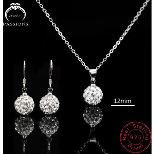 Hot Luxury Spherical AAA Zircon Jewelry Set Round Shine Rhinestone Pendant Necklace And Drop Earrings Women Fashion Fine Gift